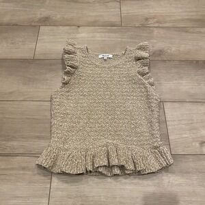 Women XS Madewell NF389 Nicollet Ruffle Sweater Tank Cotton Natural Blouse Top